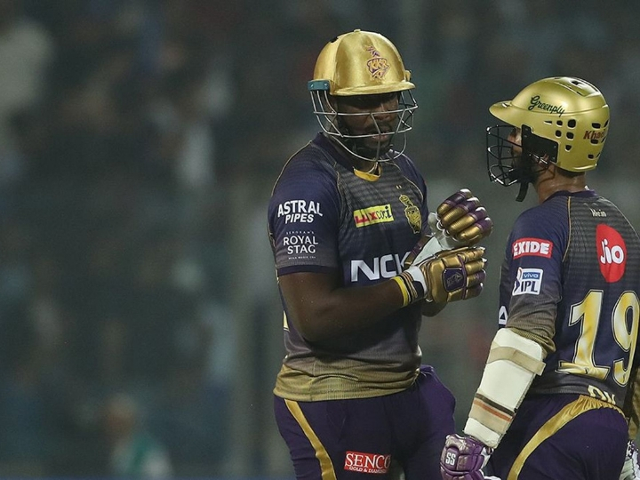 ipl 2019dc vs kkr russell blitz karthik fifty lift kkr to 185 against dc IPL 2019, DC vs KKR: आंद्रे रसेल की तूफानी पारी की मदद से केकेआर ने दिल्ली को 186 रनों का लक्ष्य