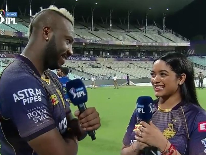 WATCH IPL 2019 KKR vs MI: मैच के बाद पत्नी जसीम के साथ रसेल ने मनाया जीत का जश्न