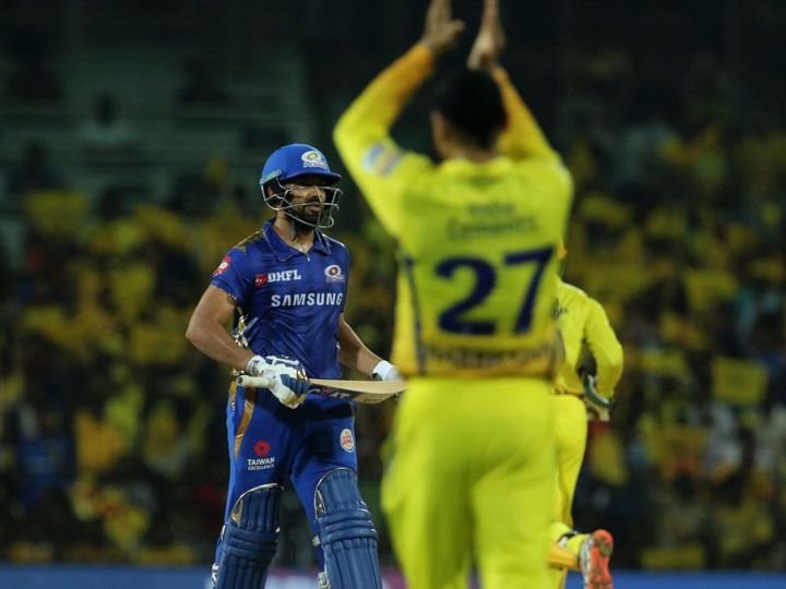 csk vs mi ipl match highlights mumbai indians post 155 runs against chennai super kings CSK vs MI: रोहित का अर्धशतक, चेन्नई की कसी हुई गेंदबाज़ी के चलते 155 रन ही बना पाई मुंबई इंडियंस