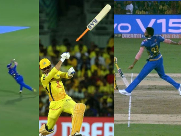 ipl 2019 csk vs mi jasrit bumrah vs ms dhoni bat slip good catch no ball all in one ball CSK vs MI: बुमराह की गेंद पर धोनी ने लगाया शॉट, बल्ला छूटा, कैच हुआ पर आखिर में दी गई ‘नो बॉल’