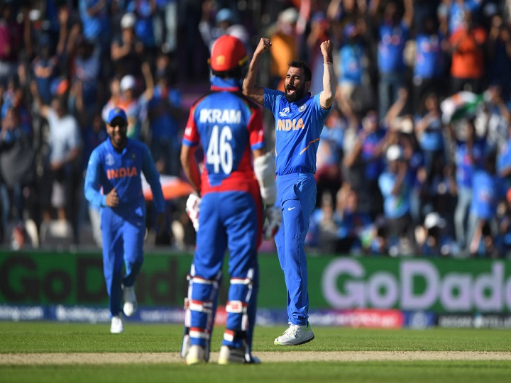 world cup 2019 ind vs afg shami historic hattrick india wins its 50th match World Cup 2019, IND vs AFG: शमी की ऐतिहासिक हैट्रिक से भारत ने विश्व कप में पूरा किया जीत का अर्द्धशतक