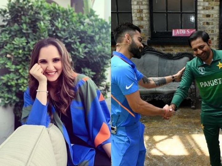 indian cricket fans offer sania mirza to watch ind vs pak world cup match togather पाकिस्तान की जीत पर सानिया मिर्जा ने किया ट्वीट तो भारतीय फैंस ने दिया साथ मैच देखने का ऑफर !