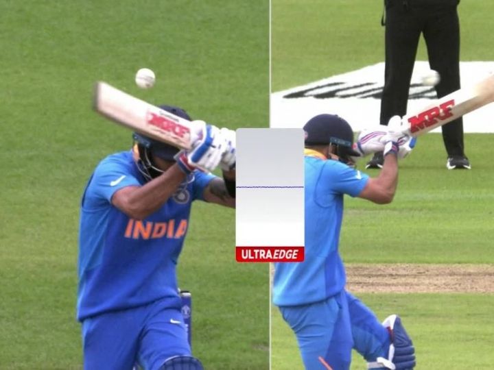 world cup 2019 snicko showing virat kohli didnt hit it and yet he walked World Cup 2019 INDvPAK: आतिशी पारी के बावजूद विराट से हुई बड़ी चूक, ड्रेसिंग रूम में जाकर पछताते नज़र आए कप्तान