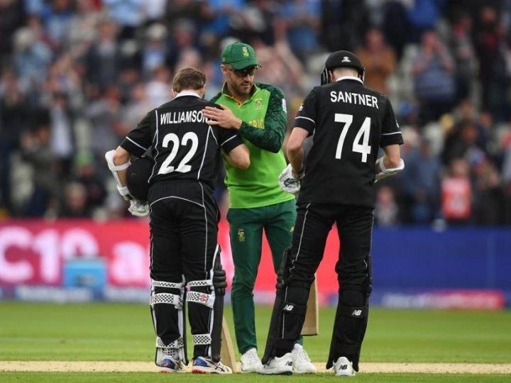 world cup 2019 last over thriller of new zealand and south africa match WATCH World Cup 2019 NZvsSA: आखिरी ओवर में छक्के के साथ विलियमसन ने ऐसे दिलाई टीम को जीत!